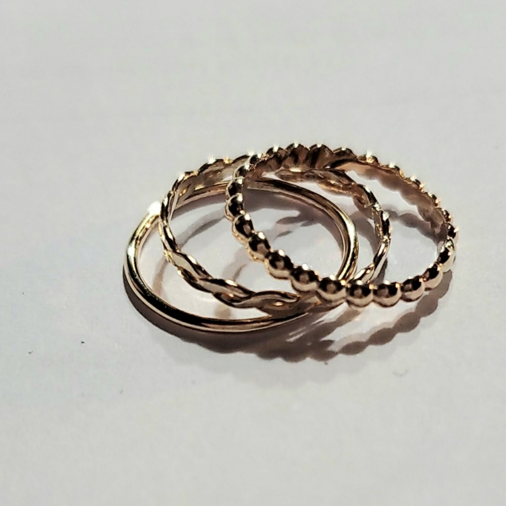 Gold Toe Ring 3 Bands Midi Rings